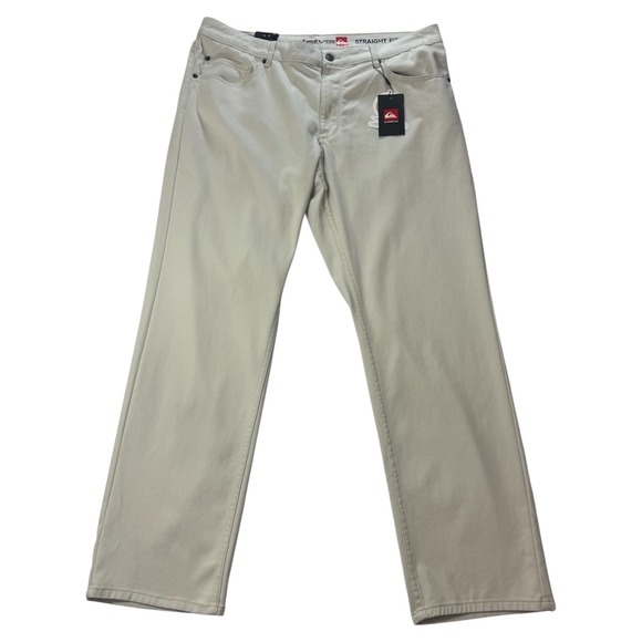 Quiksilver Men's Straight Fit Khaki Pants Size W38 L32 Silver Chino Style New - Picture 1 of 12